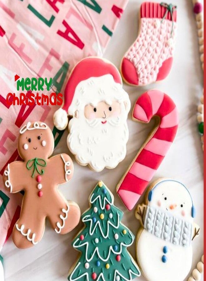 Orapink 6 Pcs Plastic Christmas Cookie Cutter Set - Gingerbread Man, Tree, Snowman, Stocking, Candy Cane and Santa Claus for Baking - Image 5
