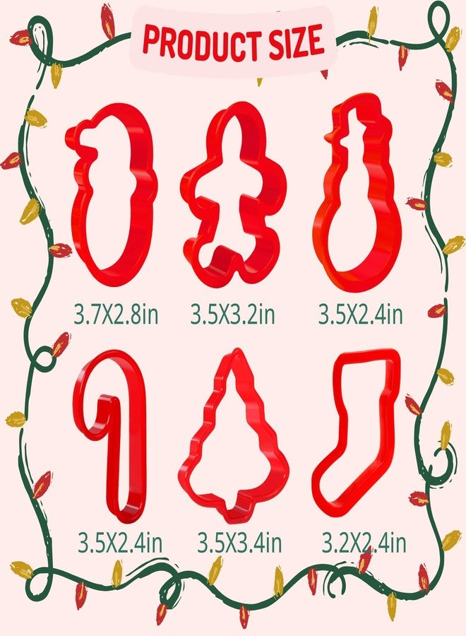 Orapink 6 Pcs Plastic Christmas Cookie Cutter Set - Gingerbread Man, Tree, Snowman, Stocking, Candy Cane and Santa Claus for Baking - Image 3