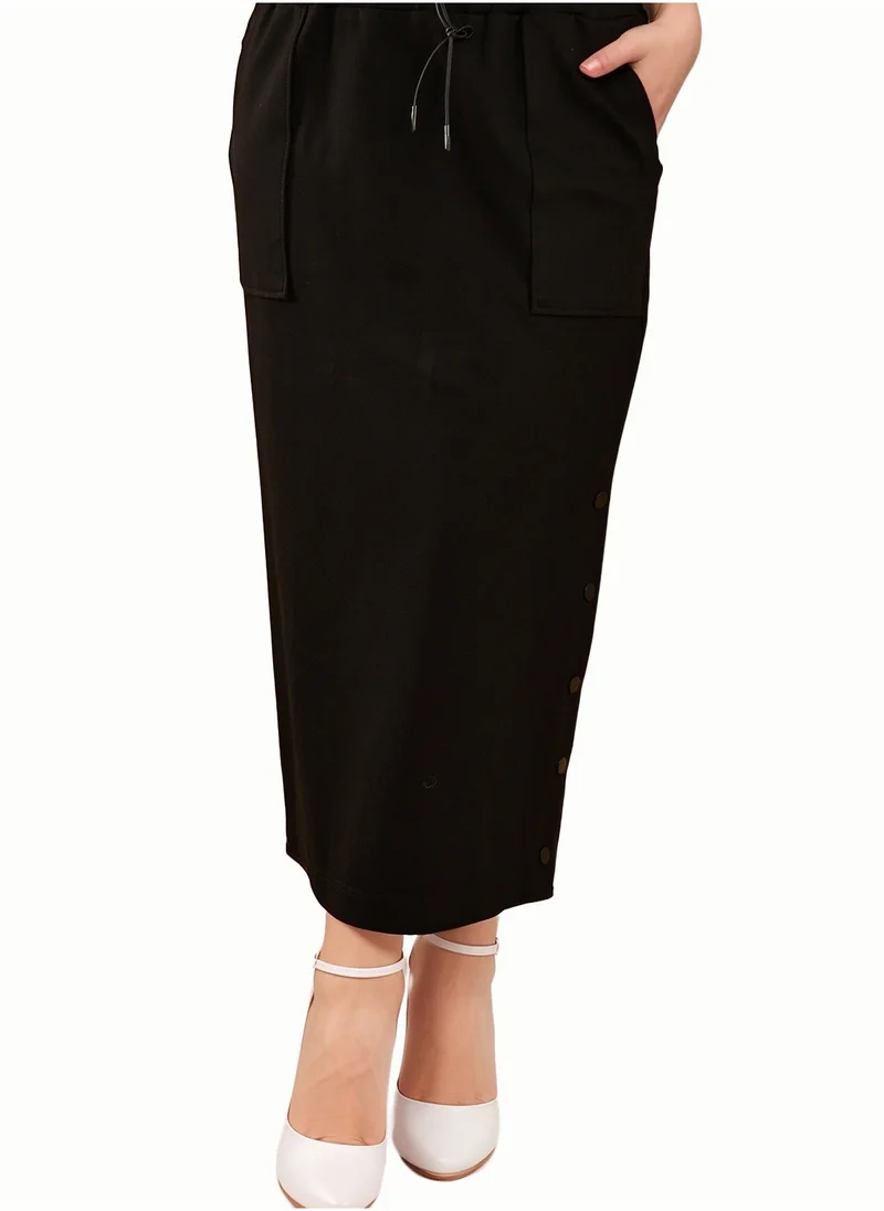 Wecre8 Black Drawstring Skirt by WECRE8