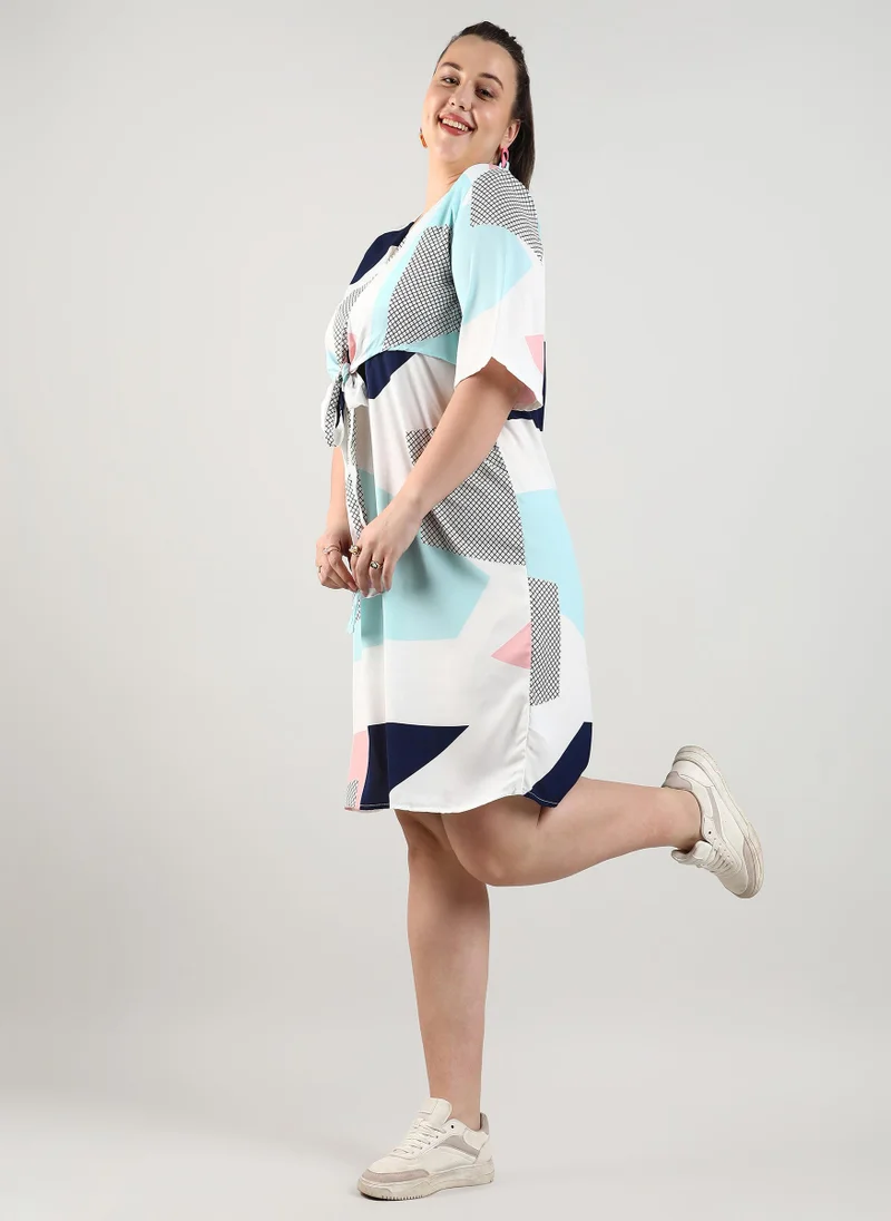 Instafab Plus  Women's Multicolour Abstract Block Dress for Women | Best Price UAE