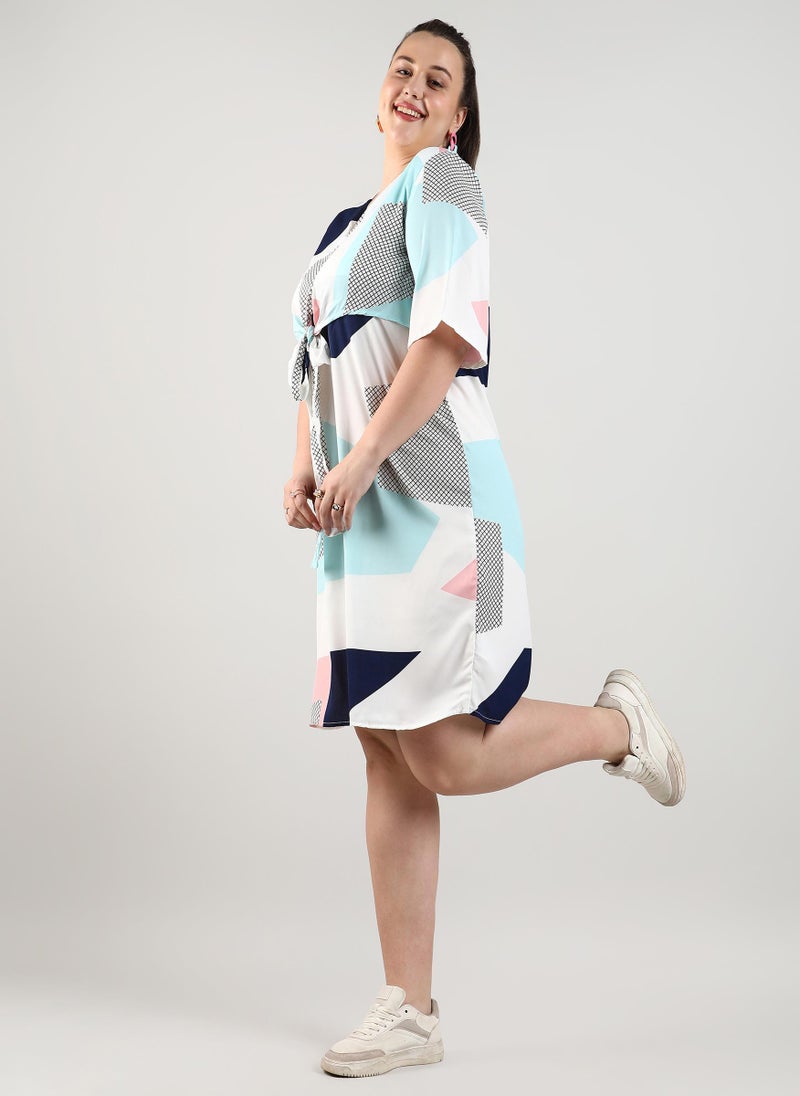 Instafab Plus Women's Multicolour Abstract Block Dress - Image 3