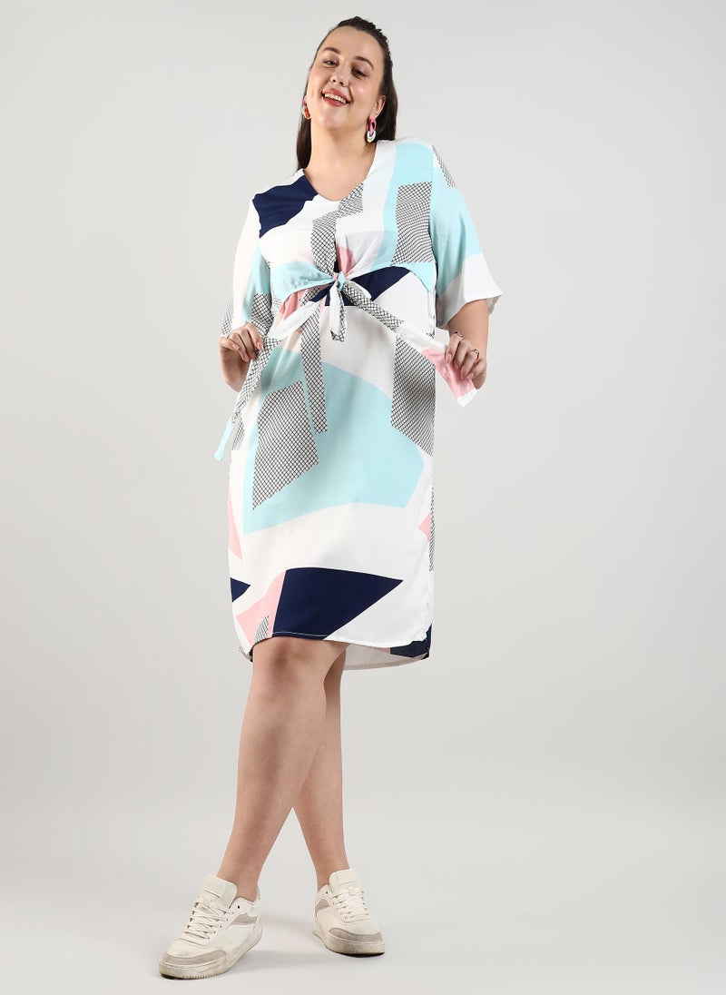 Instafab Plus Women's Multicolour Abstract Block Dress - Image 2