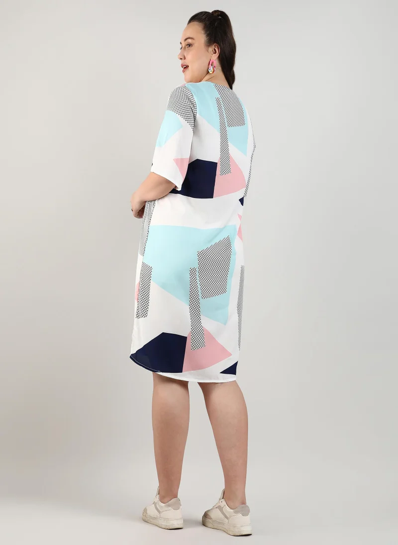 Instafab Plus  Women's Multicolour Abstract Block Dress for Women | Best Price UAE