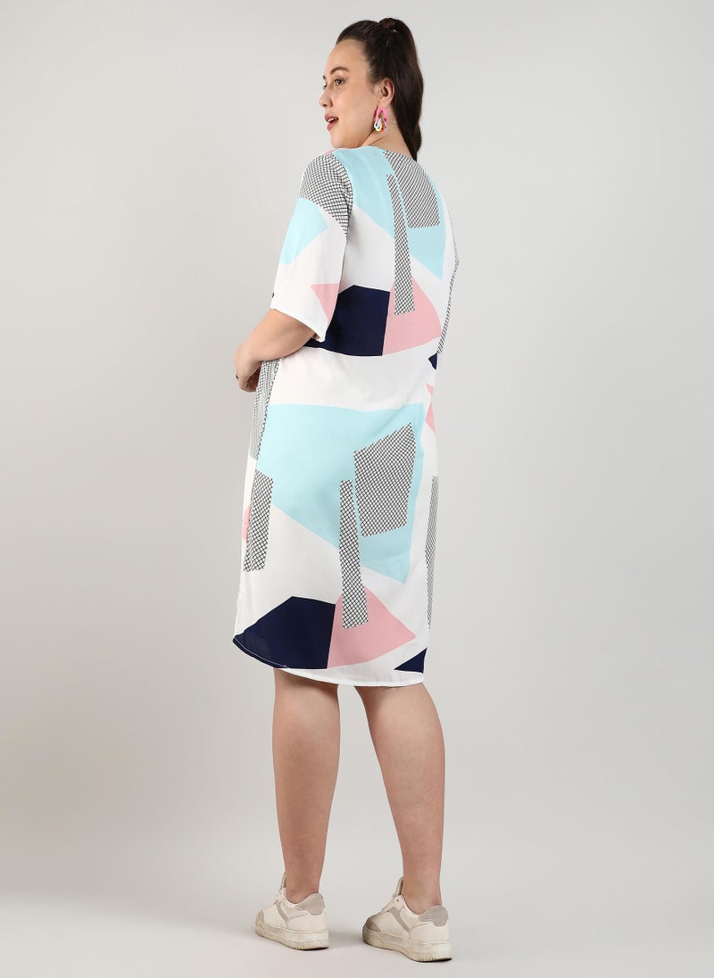 Instafab Plus Women's Multicolour Abstract Block Dress - Image 4