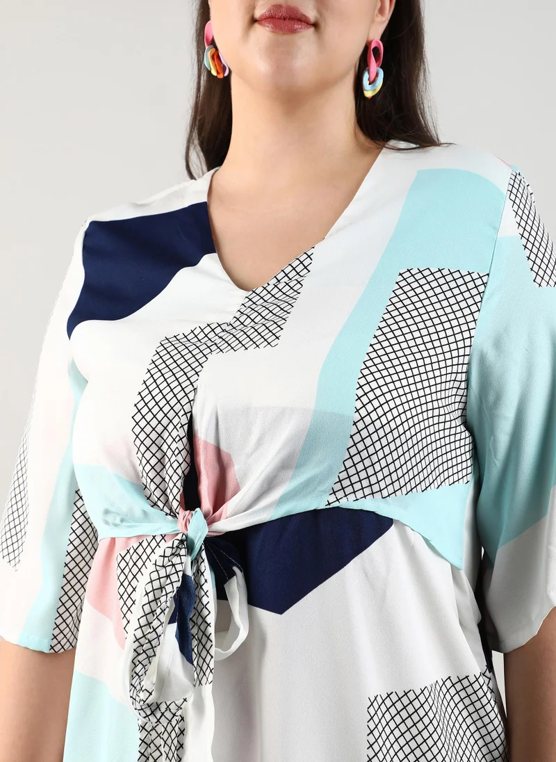 Instafab Plus  Women's Multicolour Abstract Block Dress for Women | Best Price UAE