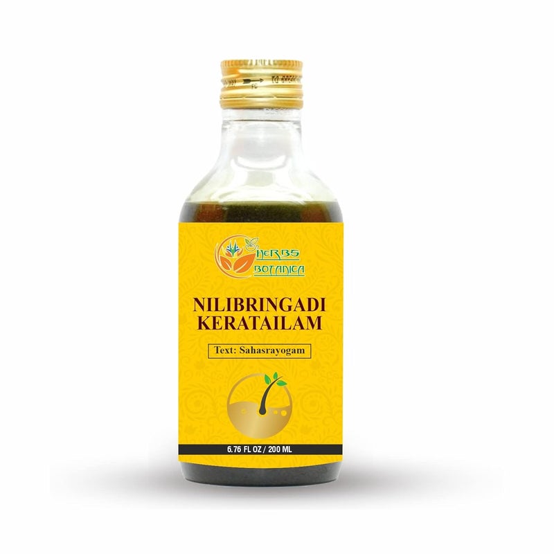 Herbs Botanica Nilibringadi Keratailam Neelibhringadi Hair Oil for Scalp, Hair Loss,Ayurvedic Oil for Hair Premature Graying 200ml Bottle