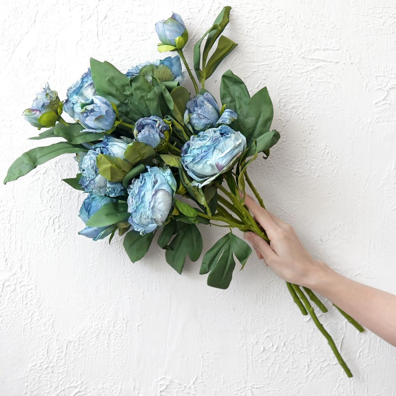 FiveSeasonStuff Vintage Dusty Blue Peonies â€“ Realistic Artificial Silk Flowers with Dry-Look Petals, 6 Stems for Rustic Home & Wedding Bridesmaids Bouquet Bridal Showers - Image 5
