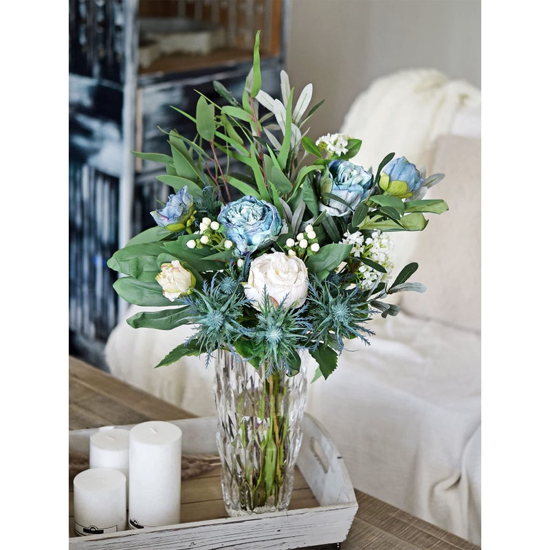 FiveSeasonStuff Vintage Dusty Blue Peonies â€“ Realistic Artificial Silk Flowers with Dry-Look Petals, 6 Stems for Rustic Home & Wedding Bridesmaids Bouquet Bridal Showers - Image 4