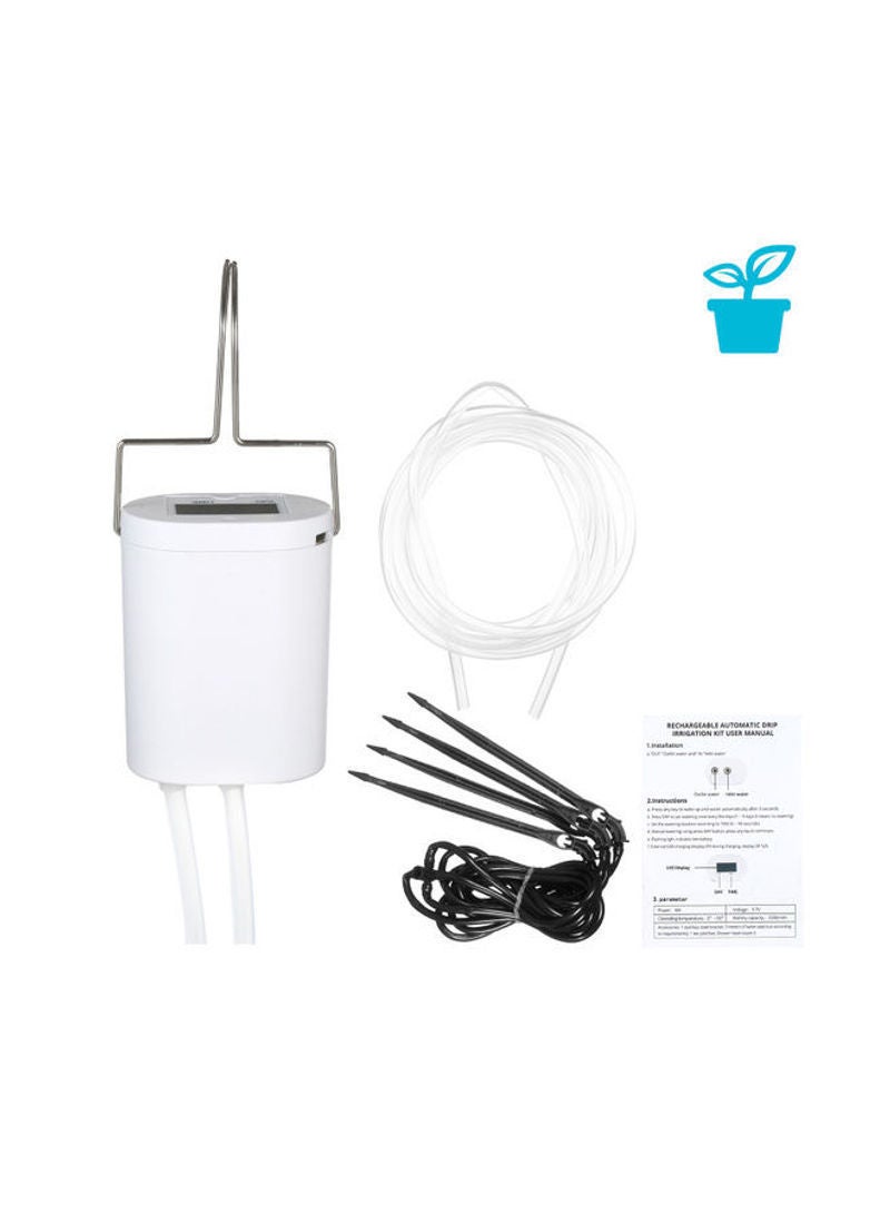 NIBEMINENT Automatically Watering System Drip Irrigation Kit for 4 Potted Plants with 2000mAh Rechargeable Battery White 14cm  - Image 1