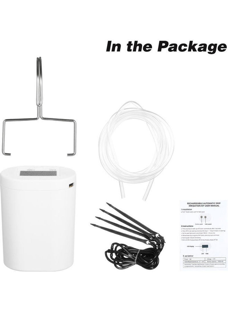 NIBEMINENT Automatically Watering System Drip Irrigation Kit for 4 Potted Plants with 2000mAh Rechargeable Battery White 14cm  - Image 3