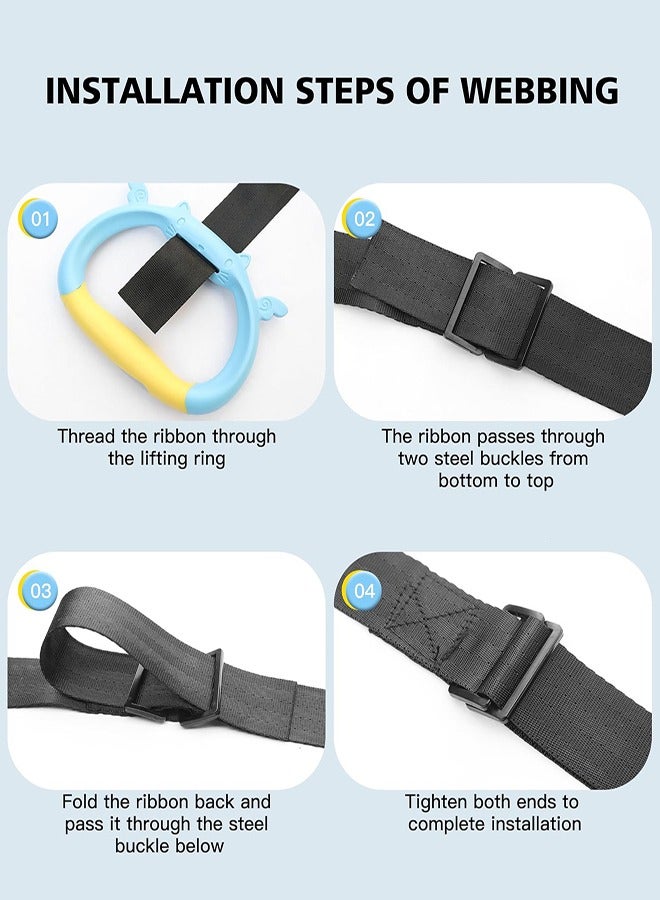 حلقات الجمباز، حلقات تمرين للأطفال مع حزام قابل للتعديل، حلقات تدريب القوة للأطفال، حلقات سحب داخلية للتدريب البدني - Image 2