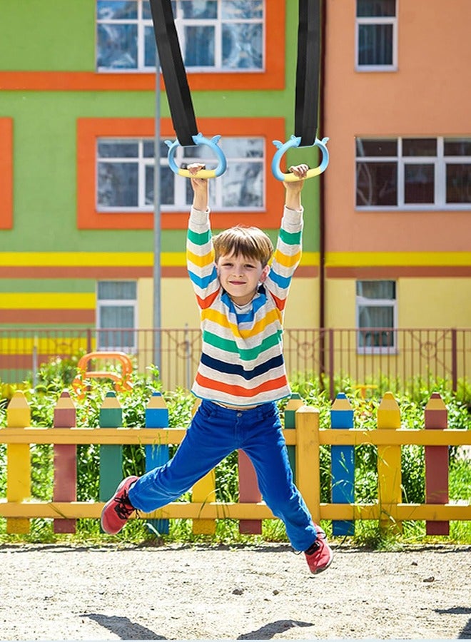 حلقات الجمباز، حلقات تمرين للأطفال مع حزام قابل للتعديل، حلقات تدريب القوة للأطفال، حلقات سحب داخلية للتدريب البدني - Image 4