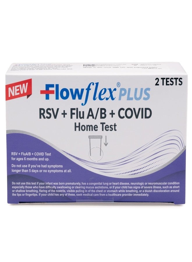 Flowflex Plus RSV + Flu A/B + COVID Home Test, 4-in-1 Home Test Kit, Rapid Results in 15 Minutes, OTC At-Home Antigen Test for Adults & Children (2 Tests) - Image 1