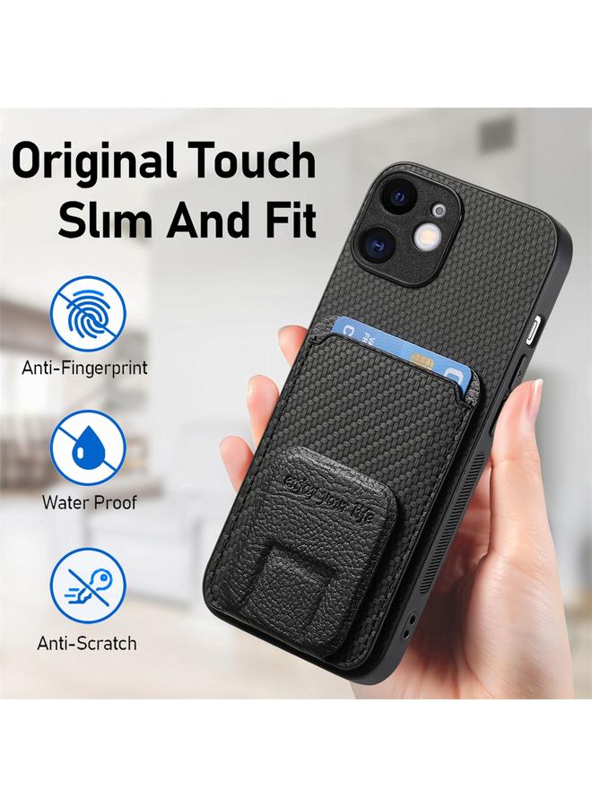 اس-توب حافظة هاتف iPhone 12 من ألياف الكربون مع حامل قابل للطي - Image 5