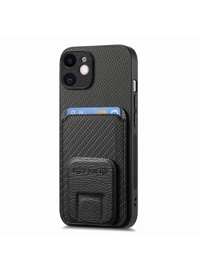 اس-توب حافظة هاتف iPhone 12 من ألياف الكربون مع حامل قابل للطي - Image 2