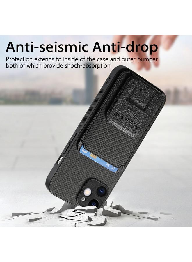 اس-توب حافظة هاتف iPhone 12 من ألياف الكربون مع حامل قابل للطي - Image 3