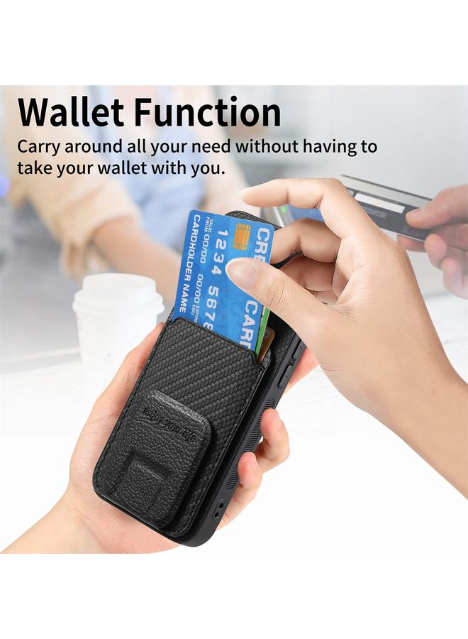 اس-توب حافظة هاتف iPhone 12 من ألياف الكربون مع حامل قابل للطي - Image 4