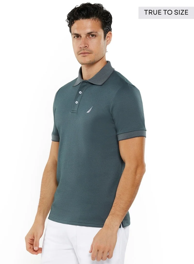 NAUTICA Shadow Grey Essential Regular Fit Cotton Blend Logo Polo Shirt for Men | Best Price UAE