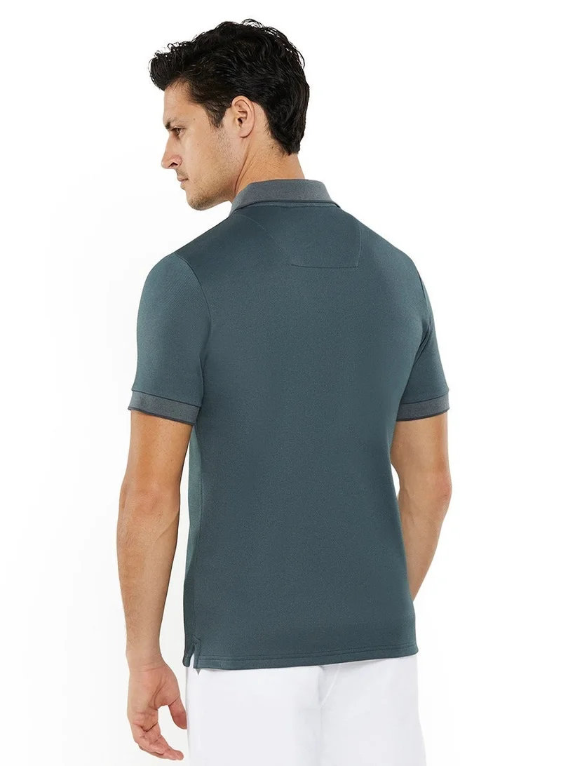 NAUTICA Shadow Grey Essential Regular Fit Cotton Blend Logo Polo Shirt for Men | Best Price UAE