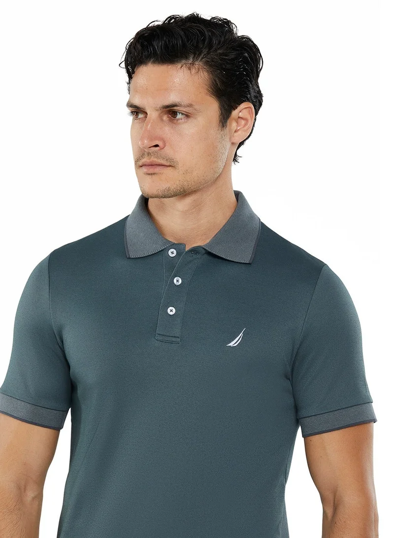 NAUTICA Shadow Grey Essential Regular Fit Cotton Blend Logo Polo Shirt for Men | Best Price UAE