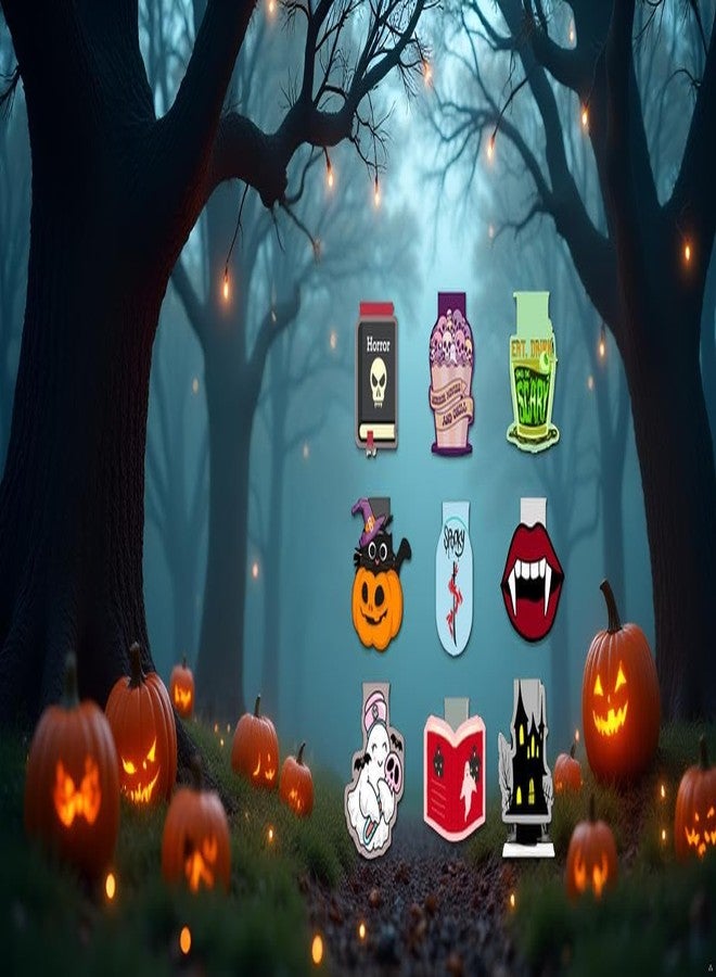 Globeado Halloween Theme Magnetic Bookmarks, Multi-Color Horror Design Magnets, 9 Pieces Set, 10 x 5cm - Image 3