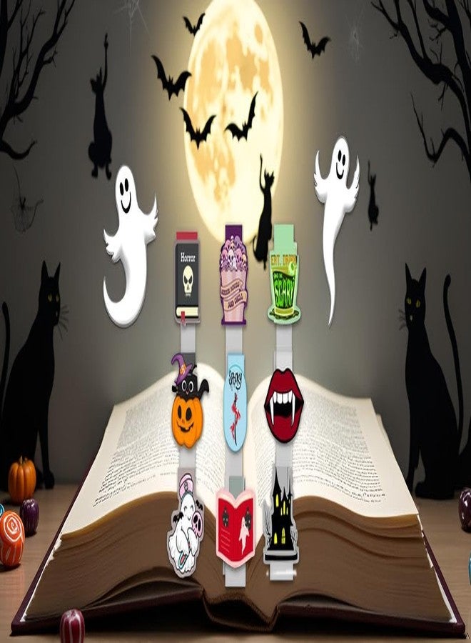 Globeado Halloween Theme Magnetic Bookmarks, Multi-Color Horror Design Magnets, 9 Pieces Set, 10 x 5cm - Image 2