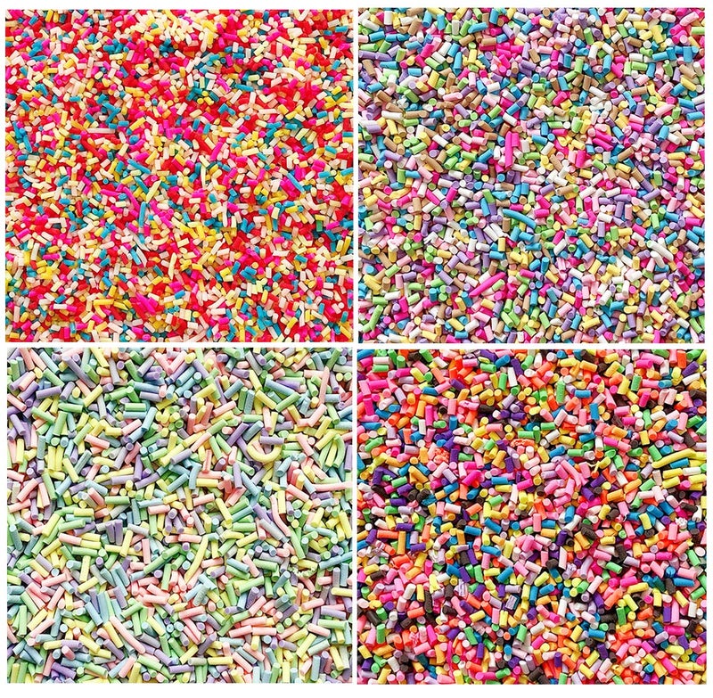 EHOPE Fake Sprinkles Faux Sprinkles Clay Sprinkles For Resin Nail Art Slices Polymer Slices Fake Candy Sugar Sprinkles for Nail Art DIY Crafts Cake Phone Case Sugar granules120g4 colors