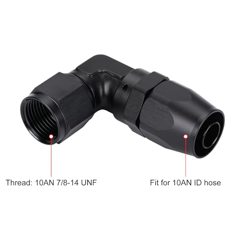 Podavelle 10AN 90 Degree Hose End Fitting Elbow Low Profile Forged Swivel Aluminum Black - Image 3