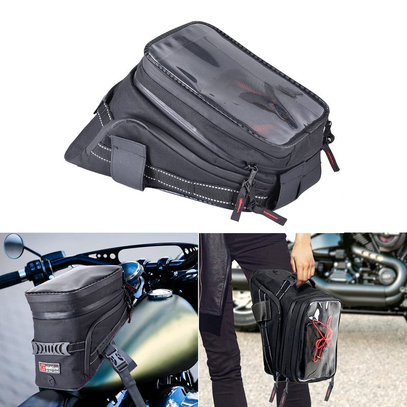 Sresk Motorcycle Tank Bag wStrap Storage Bag Compatible with Honda Yamaha Suzuki Kawasaki Harley Water Resistant Black
