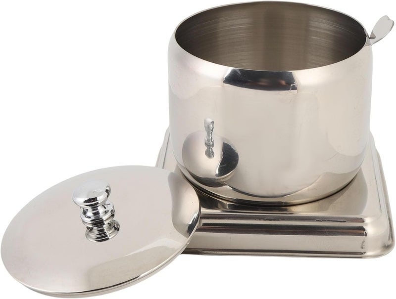 Seasoning Container, 304 Stainless Steel Seasoning Jar with Spoon, Lid, and Base, Condiment Pot for Serving, Temperature Proof, European Aesthetic, (M 25.5cm/10.04in Diameter) - Image 5