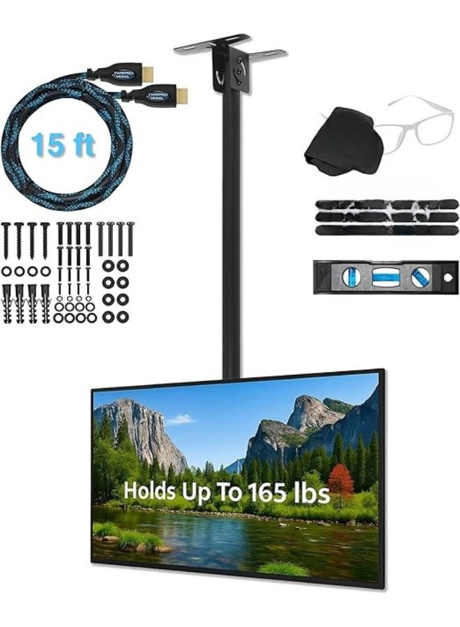 Universal Swivel Tilt TV Ceiling Mount – Fits 32-75" TVs, Supports up to 165 lbs - Image 1