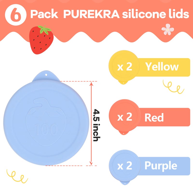 Purekra 100mm Silicone Lid For Weck 743|745(1 Liter)|738|739|740|741|742|744|748|974 Glass Jars, 6 Pack Purekra Keep-Fresh Silicone Covers, Food Grade, Durable, Reusable, Microwave & Dishwasher Safe - Image 2