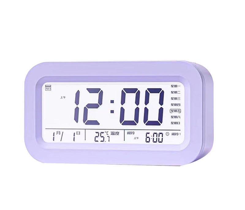 Kids Wake-Up Alarm Clock Touch Smart Silent Glow Battery Lavender