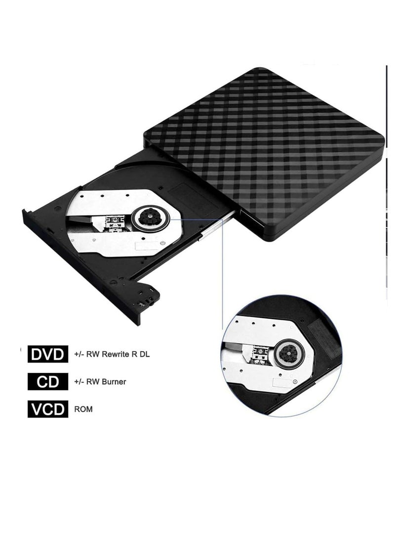 Generic - External DVD Drive, USB 3.0 CD/DVD +/-RW Drive Portable CD DVD Player Burner Reader Writer, Slim Optical CD ROM Drive for Laptop Desktop PC Windows 10/8/7/XP/Linux/Vista(Black) - Image 1