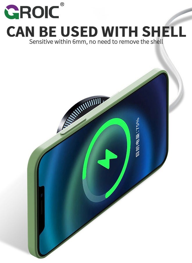 GROIC - Magsafe Car Mount Charger, for Magnet Car Charger, Hands Free 15W Wireless Car Charger for iPhone 15, Universal Phone Mount for Car Wireless Charger Fits iPhone 14 13 12 - Image 1