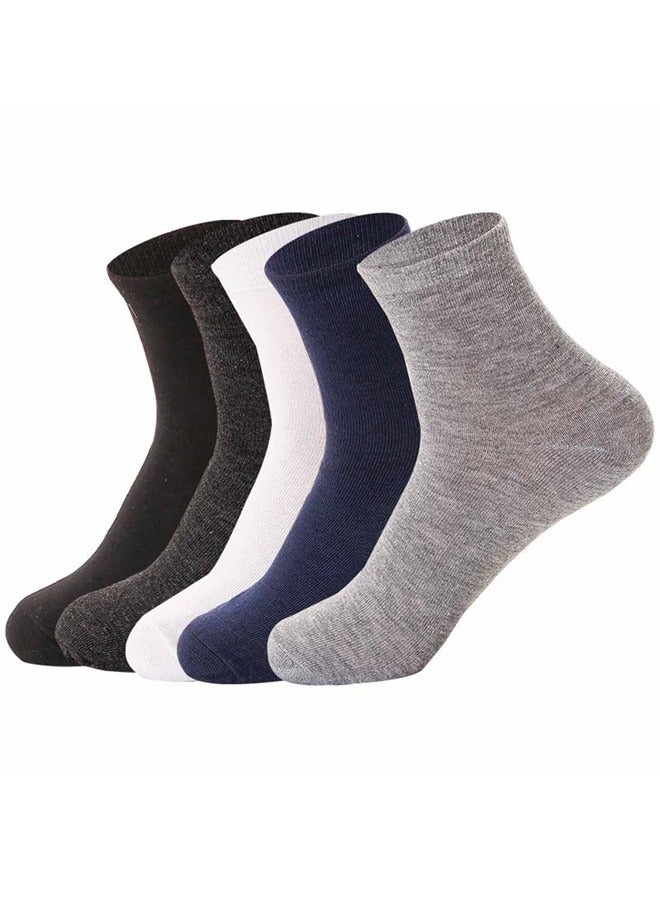 صوجي 5 أزواج من الجوارب القطنية الرجالية القابلة للتنفس والتي تمتص العرق بلون واحد للجنسين جوارب كاجوال بطول منتصف الساق - Image 1