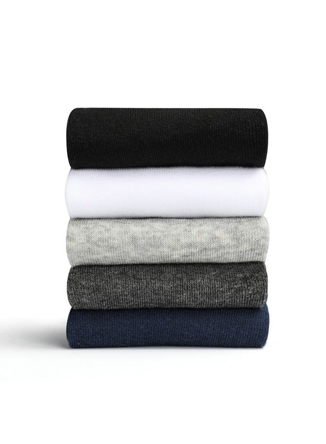 صوجي 5 أزواج من الجوارب القطنية الرجالية القابلة للتنفس والتي تمتص العرق بلون واحد للجنسين جوارب كاجوال بطول منتصف الساق - Image 3