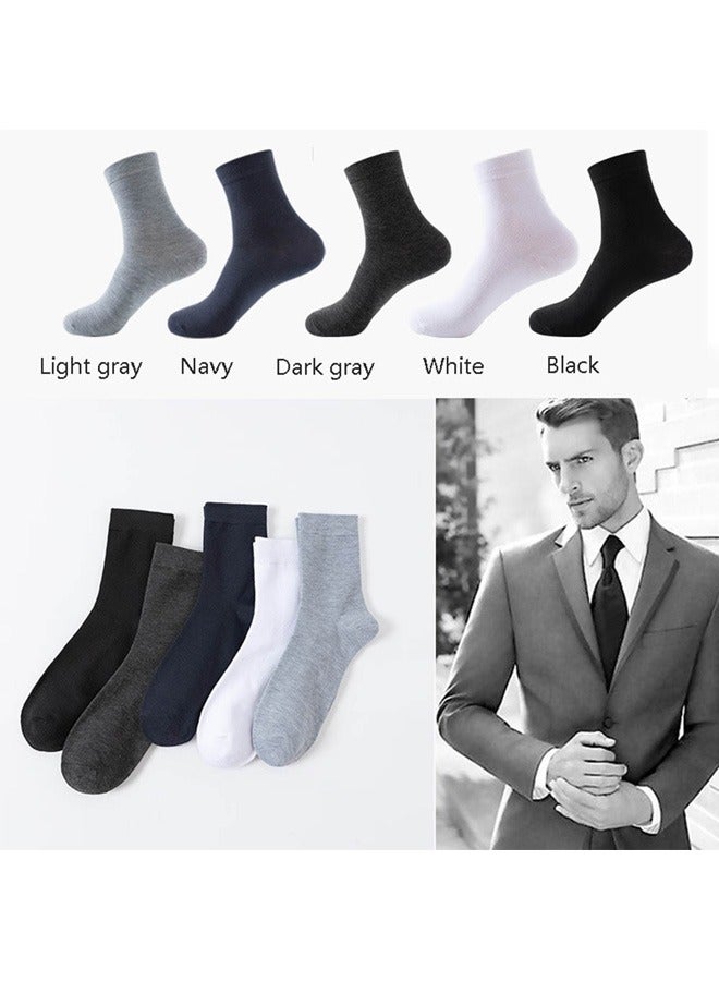 صوجي 5 أزواج من الجوارب القطنية الرجالية القابلة للتنفس والتي تمتص العرق بلون واحد للجنسين جوارب كاجوال بطول منتصف الساق - Image 2