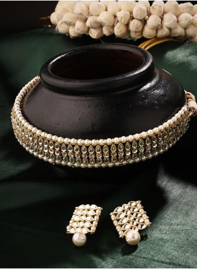 Priyaasi Elegant Women Brass Jewellery Set with pattern and secured with closure and styled in ideal for Ethnic moments — crafted to elevate your special moments.  - Image 1