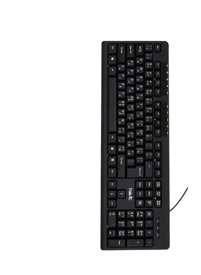HAVIT HV-KB673 (ARABIC + ENGLISH) KEYBOARD WITH FN FUNCTION KEYS, ,BLACK