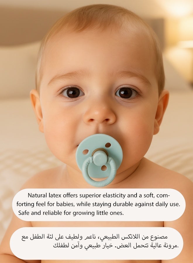 موميلو عبوتين لهاية أطفال من اللاتكس (0-6 أشهر) خالية من مادة BPA، ناعمة ومتينة بشكل حلمة طبيعي، سهلة التنظيف، مغلفة بتفريغ اله - Image 3