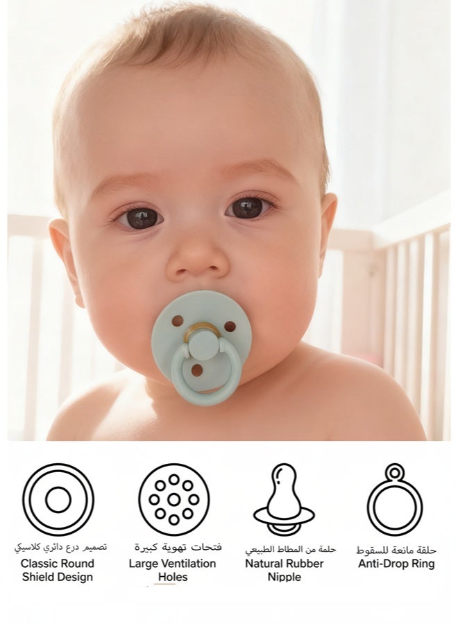موميلو عبوتين لهاية أطفال من اللاتكس (0-6 أشهر) خالية من مادة BPA، ناعمة ومتينة بشكل حلمة طبيعي، سهلة التنظيف، مغلفة بتفريغ اله - Image 4