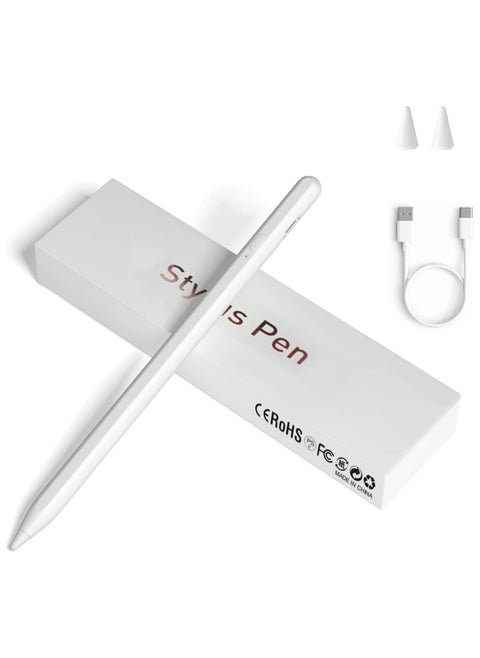 Stylus Pen for Touchscreen Devices – Universal Fine Tip Magnetic Absorption Compatible with iPhone, iPad, Samsung, Android Tablets – White