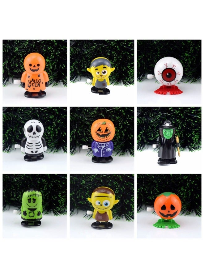 Loquat Walking Pumpkin Witch Pirate Skeleton Head Toy Jumps With Teeth  Wind-Up Children's Prank Toy ABS Material 7CM Size-Color:4 Coil Green Kid - Image 5