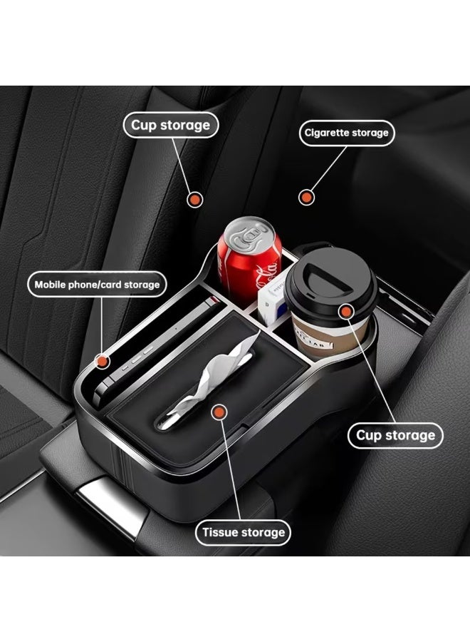 Manful Car Armrest Box Storage Booster Pad – Multifunctional Console Organizer with Cup Holder, Tissue Box & Phone Slot | Height Increase | Extra Storage | Universal Fit - Image 2