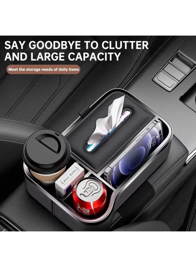 Manful Car Armrest Box Storage Booster Pad – Multifunctional Console Organizer with Cup Holder, Tissue Box & Phone Slot | Height Increase | Extra Storage | Universal Fit - Image 3