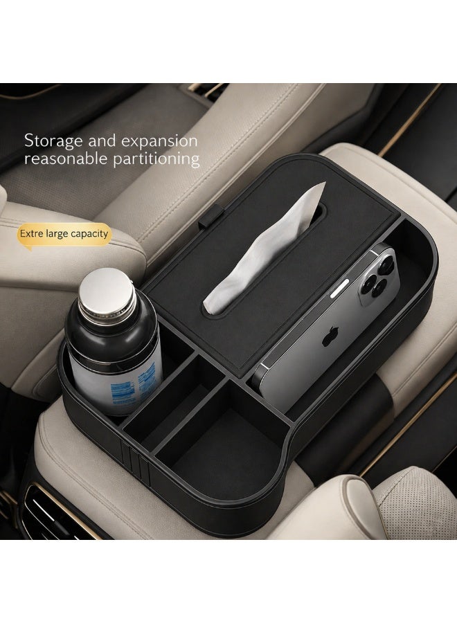Manful Car Armrest Box Storage Booster Pad – Multifunctional Console Organizer with Cup Holder, Tissue Box & Phone Slot | Height Increase | Extra Storage | Universal Fit - Image 5