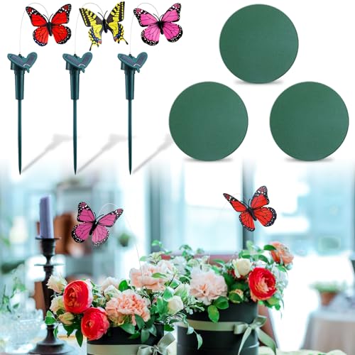 Colingmill 3 Pcs Butterfly Baby Shower Centerpieces for Tables Solar Flying Butterfly Decorations with Floral Foam Spring Party Table Decor for Girl Baby Shower Wedding Bridal Showers Tea Party Decorations - Image 1