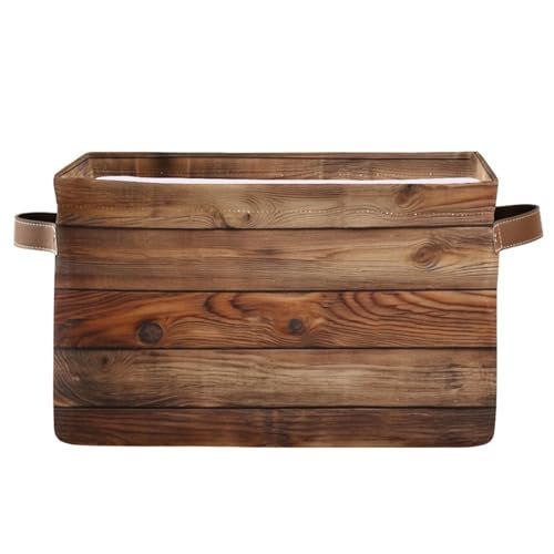 Bzocm Wood Print Rectangular Retro Vintage Storage Basket Organizer Bin Shelf Baskets For Clothes Gifts For Home Office Dorm - Image 1