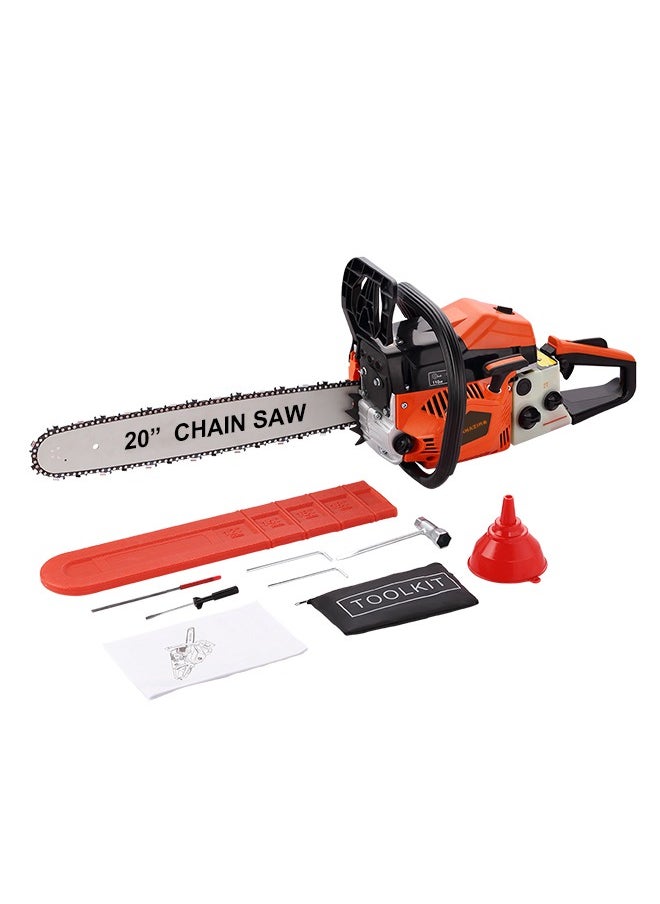 LAWAZIM - Gasoline Chainsaw - 20inch Orange - Heavy-Duty Steel Construction, Includes Spark Plug Wrench, Fuel Funnel & Tool Kit - High Performance for Professional Loggers, DIY Homeowners & Outdoor Use - Image 1